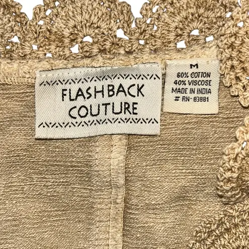 Tan Blazer with Ornate Embroidery and Scalloped Edges Size M