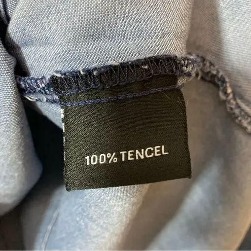 T&W Designs Tencel Lightweight Denim Cross Over Wrap Handkerchief Blouse Top