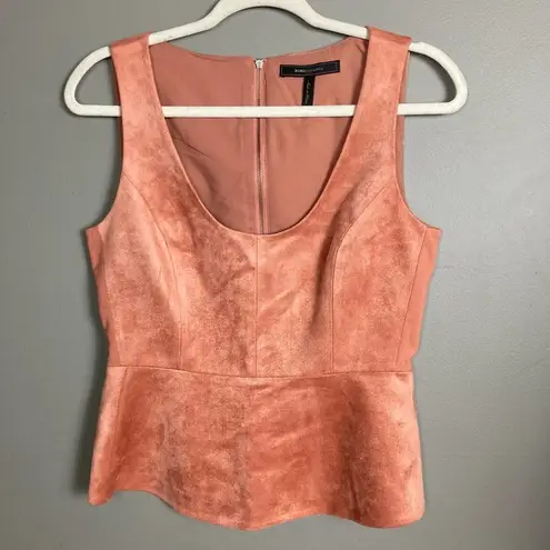 BCBG MAxAzria Peplum top shell pink faux suede dusty rose small