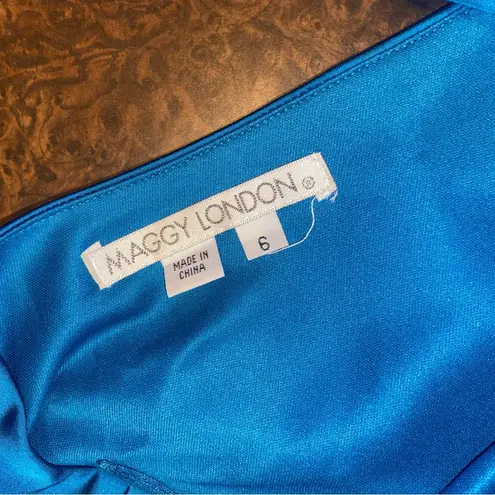 Maggy London Sleeveless Pleated Shoulder Faux Wrap Satin Dress - size 6