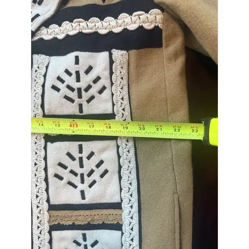 Anthony Mark Hankins Wool Embroidered Jacket Boho Artsy Unique Women’s Large Tan