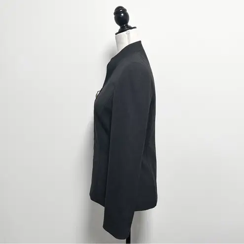 Escada Gray Wool Blend Gold Tone Zipper V Neck Mandarin Collar Blazer Jacket 34 Size undefined