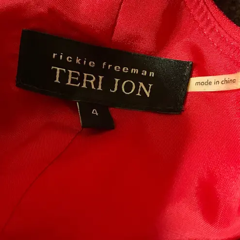 TERI JON Rickie Freeman Pink Crepe Side Ruffle MOB Cocktail Dress Size 4