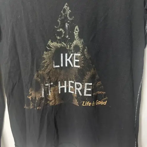 Life is Good  T Shirt Womens Small Gray Top Long Sleeve Outdoors I Like It Here