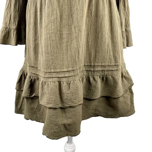 Romeo + Juliet Couture  Beach Coverup S Olive Green Off Shoulder