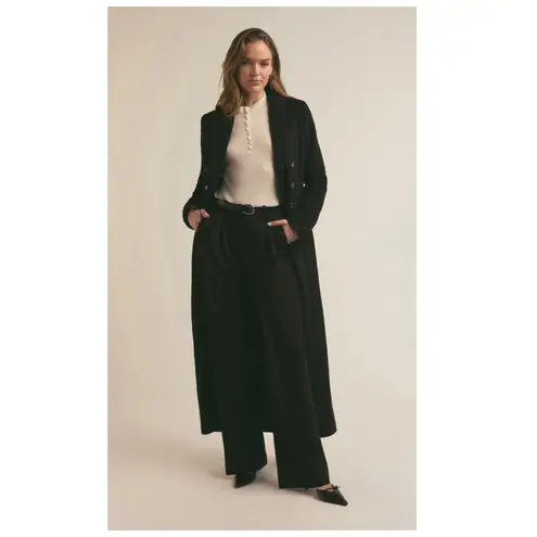 Favorite Daughter The Simon Double Breasted Longline Coat Size Small Black