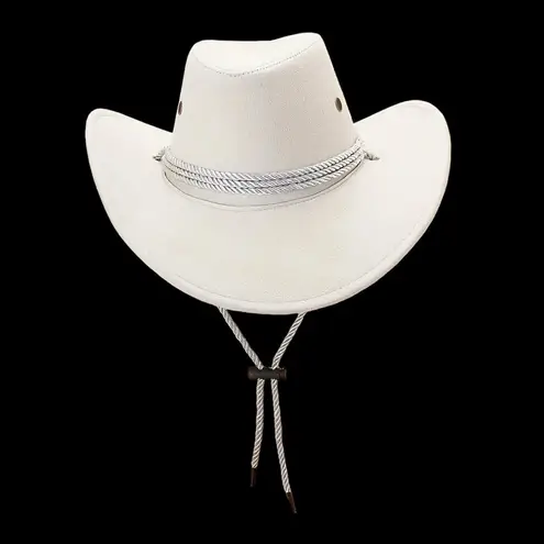 Western Cattleman Style Cowboy White Felt Hat Unisex Riding Hat with Large Brim