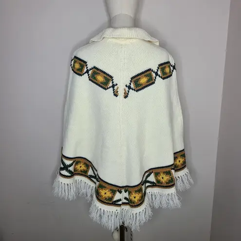 Vintage 70s Carol Brent Montgomery Ward Cape Shawl Poncho Fringe OS Aztec Brown Size undefined