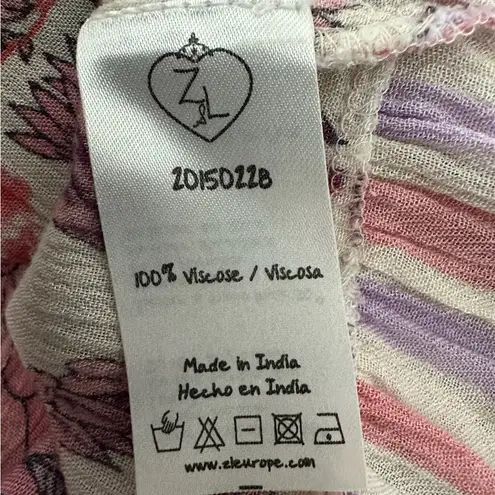 Z&L Europe Tropical Bird Print Mini Skirt Ruffle Hem Boho Size Small Bohemian