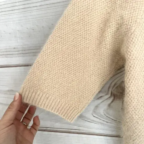 Sam Edelman  Fuzzy Sweater Top Cropped Elbow Sleeve Angora Wool Blend Sz L