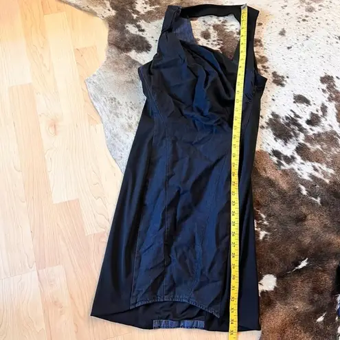 Helmut Lang Asymmetrical Pleated Denim Cutout Dress In Blue and Black Size 4