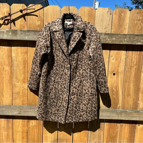Adyson Parker Women's Cheetah Button Coat size large fall winter animal print Brown