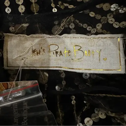 Jen's Pirate Booty Jen’s Pirate Booty Sequin Mesh Mini Dress XS Black Gold Art Deco Cocktail