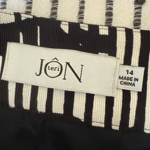 TERI JON | Black and White Grosgrain Graphic Pleated Party Skirt | Size 14