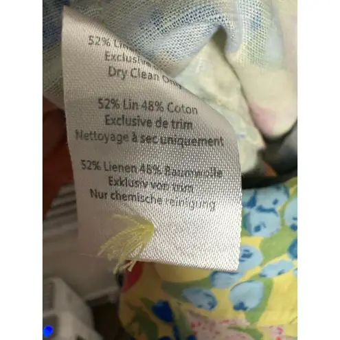 Rachel Antonoff Kitty Strawberry Fruit Print Sleeveless Collared Linen Romper 2 Yellow