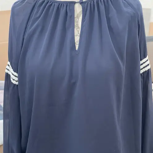 J.Crew Womens Blouse Sz Medium Bohemian Boho Peasant Cottage Cottagecore Hipster Blue