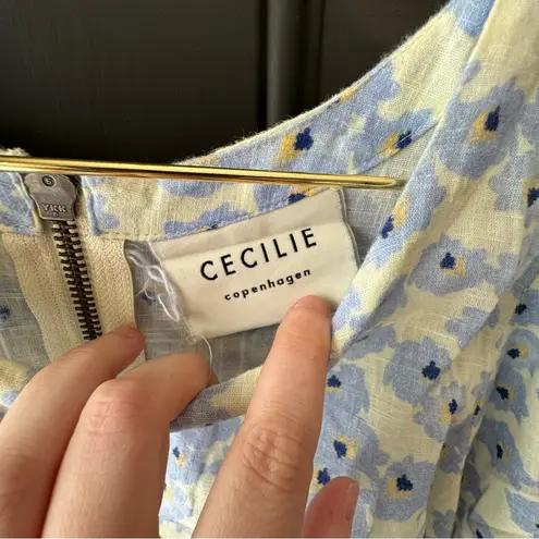 Cecilia Copenhagen Ema Blue Floral Print Women's Top Size M