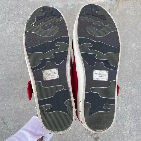 Valentino Garavani V-Punk red leather belted low-top sneakers size IT 37 US 7