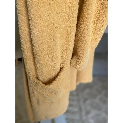 FSL Tapparel Cardigan Bouclé Open Front Pocket Yellow S/M Buttery Soft Cozy Boho Gold