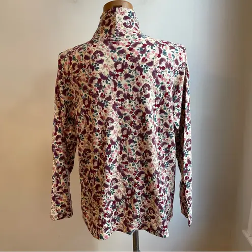 Eastern Mountain Sports Vintage 80s Cotton Turtleneck Floral EMS Pink Large