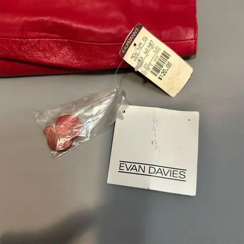 Vintage Deadstock Women's Red Leather Pencil Skirt Size 12 Knee Length