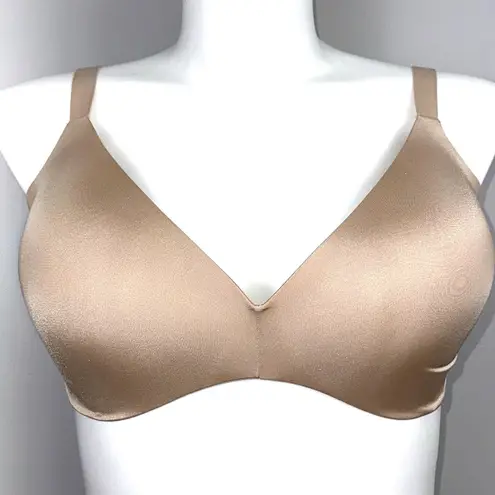 SKIMS Wireless Form Push Up Plunge Bra Size 44D Clay? Beige Padded Lined Logo