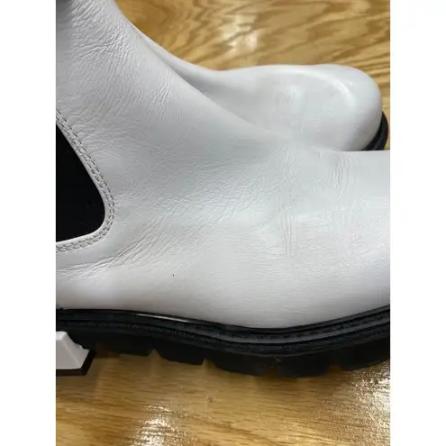 Frame Luxe Moda Chelsea Ankle Boots Women's 6.5 White Mid-Calf Round Toe S44