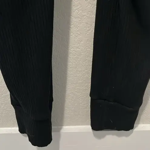 SMASH + TESS Knot Your Average Romper w Tie Up Straps, Black Ribbed, Size L Size L