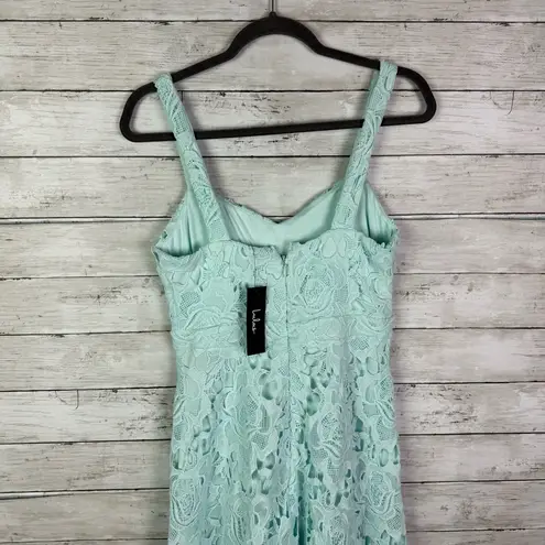 Lulus Divine Beauty Mint Blue Lace Midi Dress With Pockets Size Medium