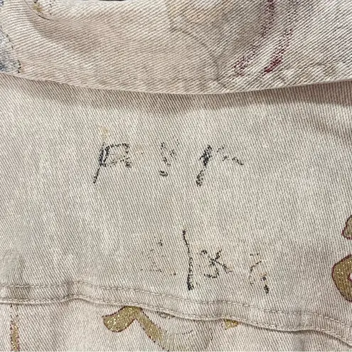 Chico's Vintage denim jacket button down front pockets unique some glitter western Chico