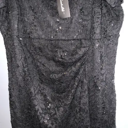 Candalite Black Sequin Off Shoulder Slit Leg Formal Maxi Dress Dress XL NWT