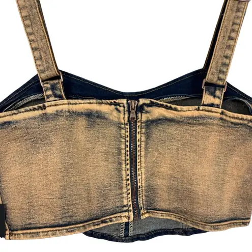 American Bazi Dyed Acid Copper Denim Corset Top NWT XL Castlecore Whimsygoth