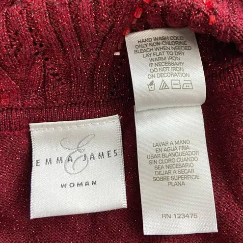 Emma James Sleeveless Sweater Womens 1X Beaded Cowl Neck Metallic Knit Stretch