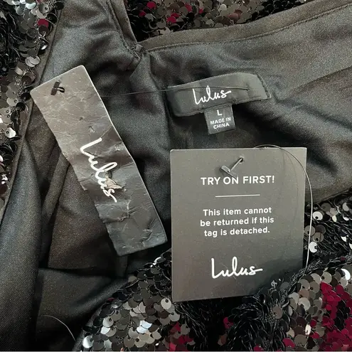 NWT Lulus Shimmering Nights Black Sequin Sleeveless Midi Dress LARGE