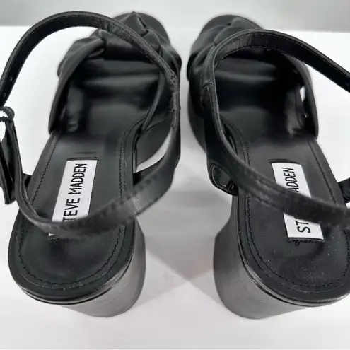 Steve Madden  Mella Black Faux Leather Platform Sandals size 11 Ankle Strap