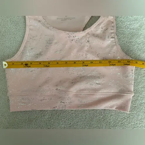 Kimberly Silver Shimmery Light Pink Bra and Leggings Yoga Set Size Medium