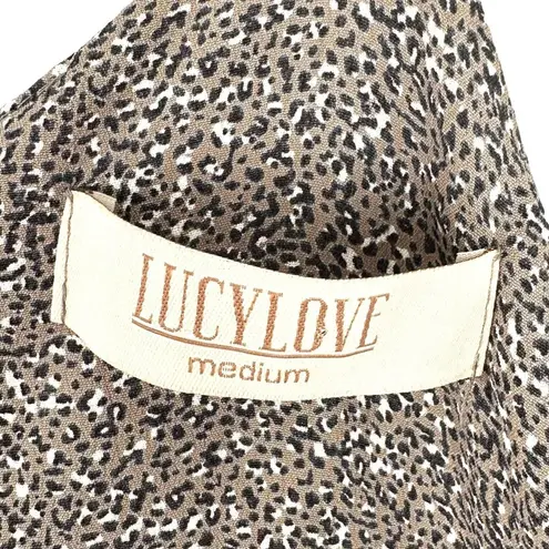Lucy Love Alter Your Mood Amalfi Wrap Dress Taupe Cheetah Print Crepe Size M