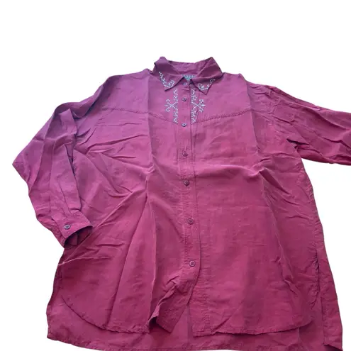 Wanted by Beads Beautiful Vintage Silk Western Shirt Studded Red Cowgirl Small*
