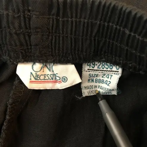 Only Necessities Womens Pants Elastic Waist Pull On Cotton Blend Black 24T Size undefined