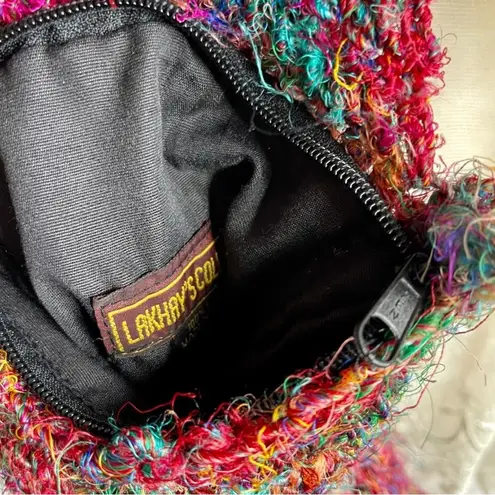 Lakhay's Collection Funky Fringe Woven Boho Crossbody Bag Purse 100% Silk