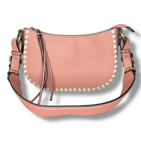 Sondra Roberts New Vegan Leather Tote Shoulder Bag Top Handle Pink Whipstitch - Image 3