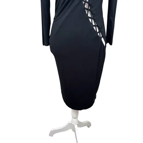 Love j black dress, size Large, knit, sexy, bodycon, whimsygoth, lace up