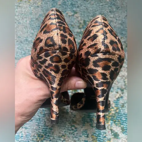 Studio 1940 Y2K  Pico leopard print satin asymmetrical cut out heels, size 7