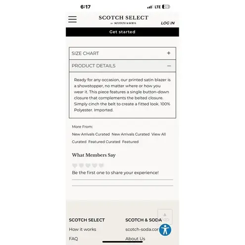 Scotch & Soda Wrap Printed Satin Blazer Missing Belt Size Large