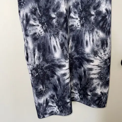 Gaiam Tie-Dye T-Shirt Dress Medium Black Gray Short‎ Sleeve Pocket Casual