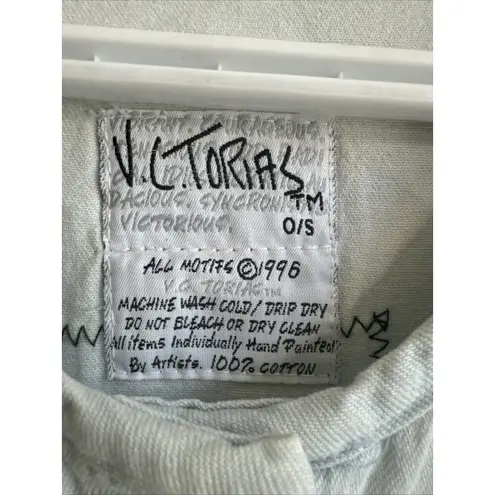 Vtg 1990's VC TORIAS Hand Painted Floral Art To Wear Denim Maxi Dress OS Teacher Size undefined