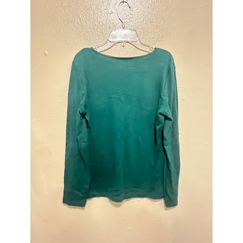 Rebecca Malone Rebecca Malone Christmas Tree Long Sleeve Top Holiday Green Small
