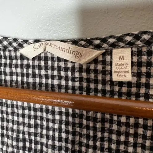 Soft Surroundings Gala Black Gingham Asymmetrical Sleeveless Tunic Top medium