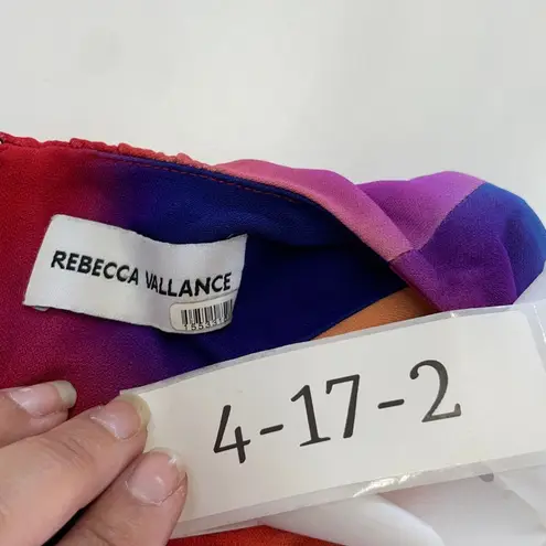 Rebecca Vallance Dress Womens 8 Red Blue Del Prado Midi Cutout Side Psychedelic