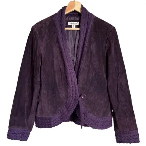 Coldwater Creek Suede Leather Jacket Women Medium Purple Lagenlook Whimsigoth
